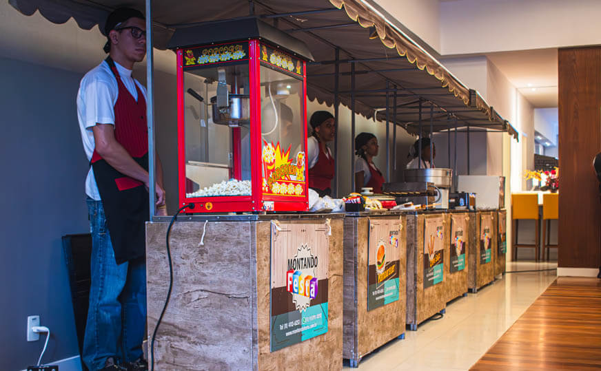 Barraquinhas de lanches para festas e eventos corporativos